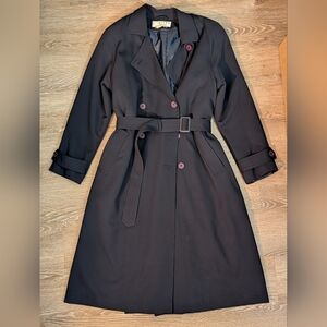 Navy Blue Vintage United Airlines Brookhurst Wool Trench Coat 8T 8 Tall